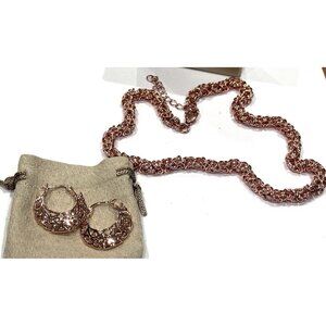 BBJ Rose Gold Copper Byzantine Chainmaille Necklace French Wire Earrings Set New